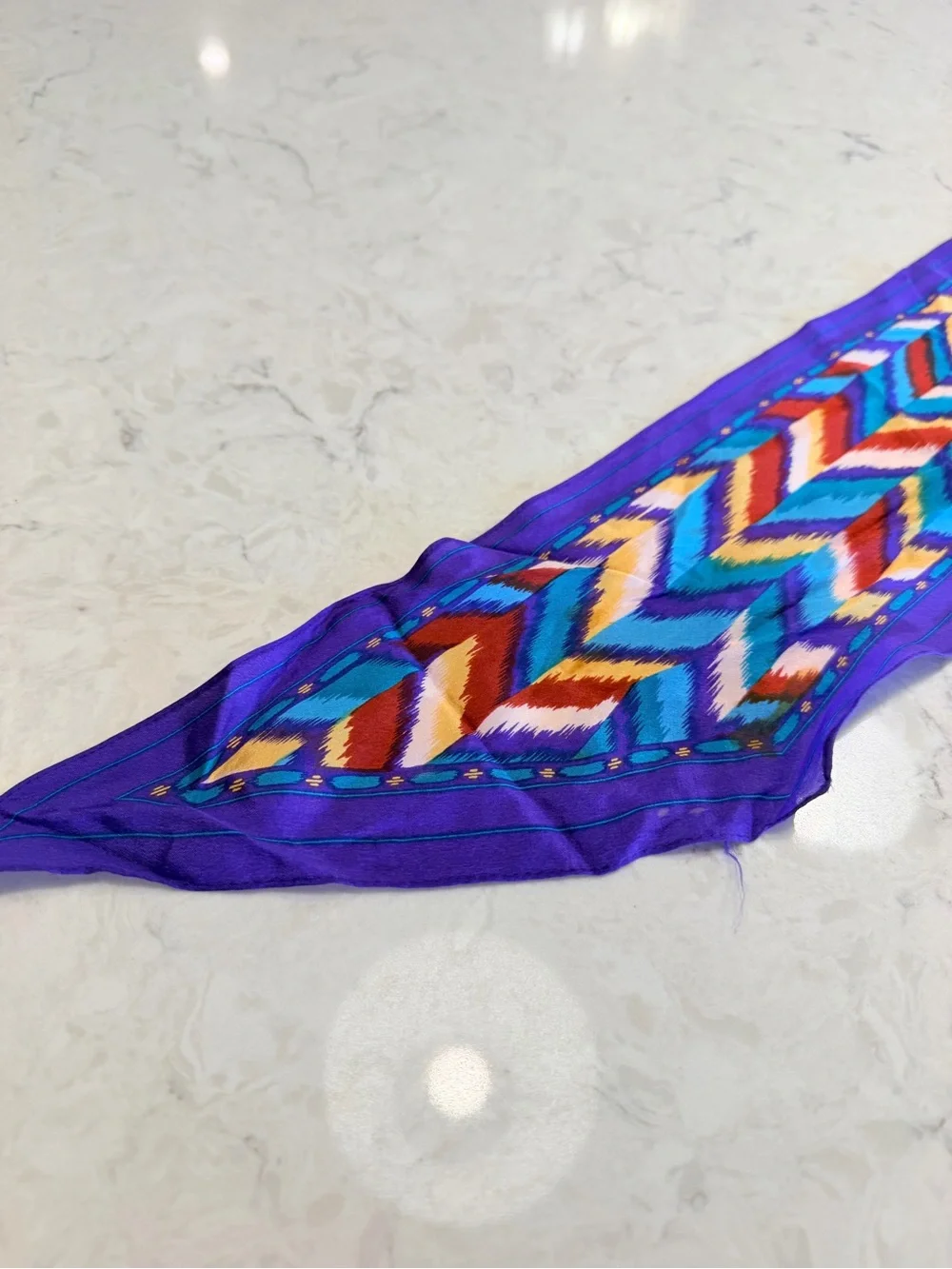 3 Piece Colorful Statement Scarf Bundle – Purple Blue Orange Geometric Paisley